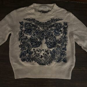 Dior Women's Sweater with Blue Floral Embroidery